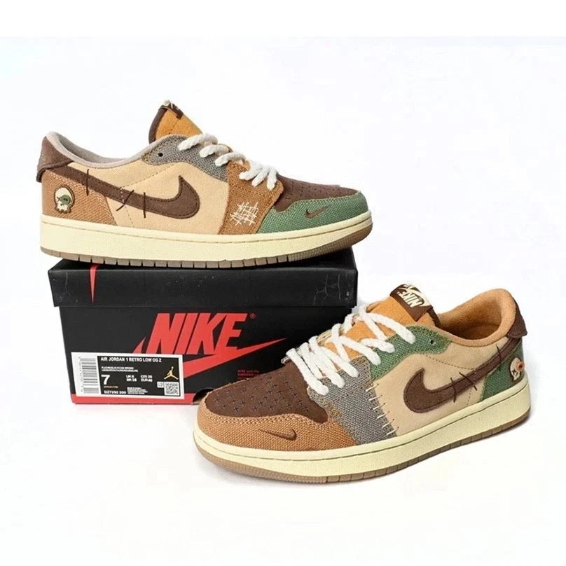 Nike Air Jordan 1 Low Voodoo Basketball Shoes. Nike Sneakers, Multicolored Suede Casual Shoes for Athletic & Everyday Wear
