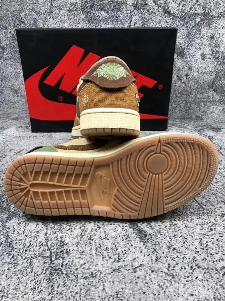 Nike Air Jordan 1 Low Voodoo Basketball Shoes. Nike Sneakers, Multicolored Suede Casual Shoes for Athletic & Everyday Wear