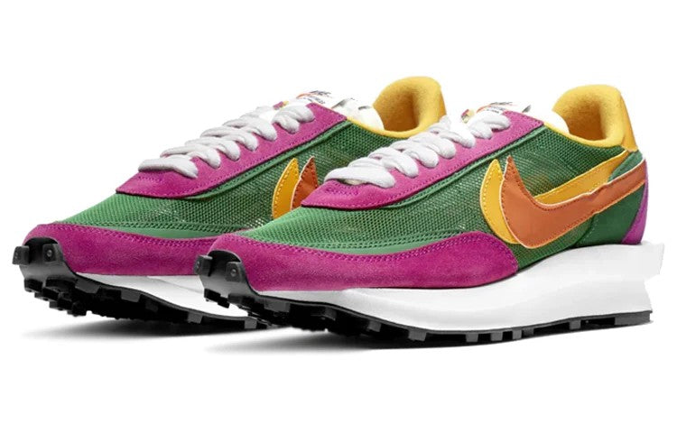 Nike Sacai LD Waffle Pine Green Sneakers--Retro Waffle Runner - Green Pink Yellow